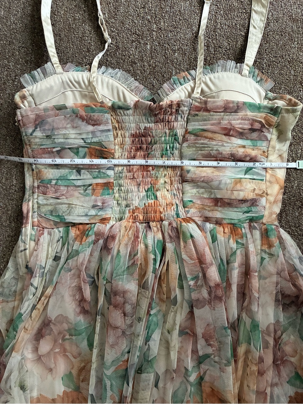 Floral Bustier Midi Dress in Blush and Peach - Picture 10 of 12